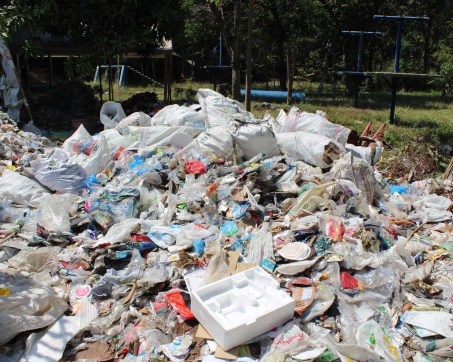 Plastics and other waste items collected at the Surabaya harbour amidst paper imports.