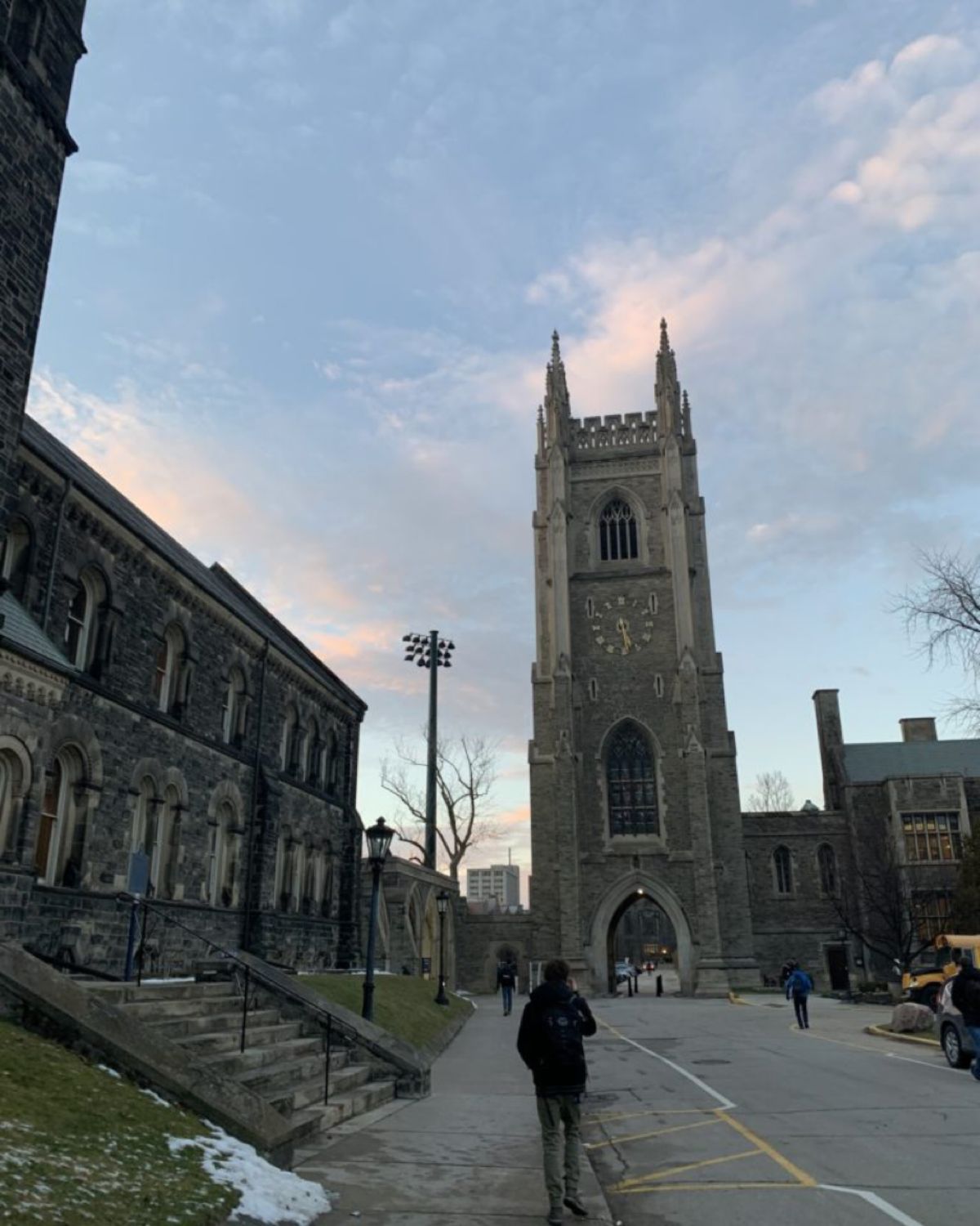 The University of Toronto campus at sunset.