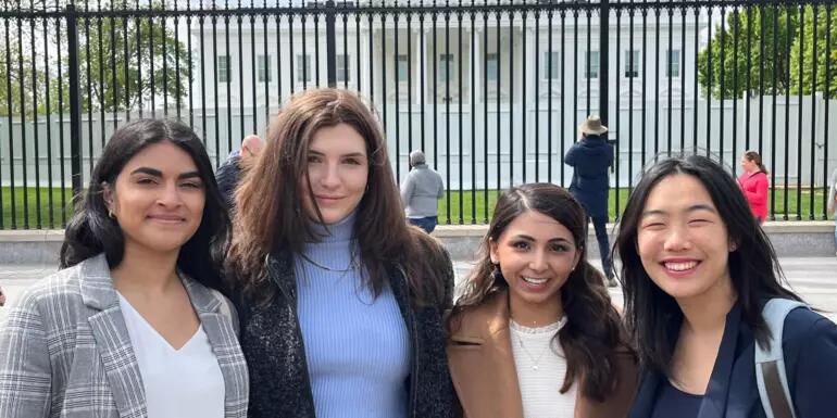 Four female PCJ students in Washington, DC