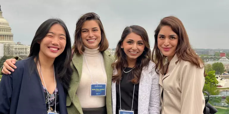 Four female PCJ students in Washington, DC