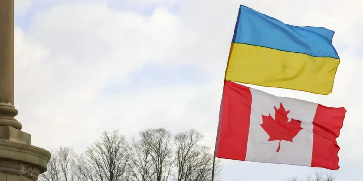 Ukraine and Canadian Flag