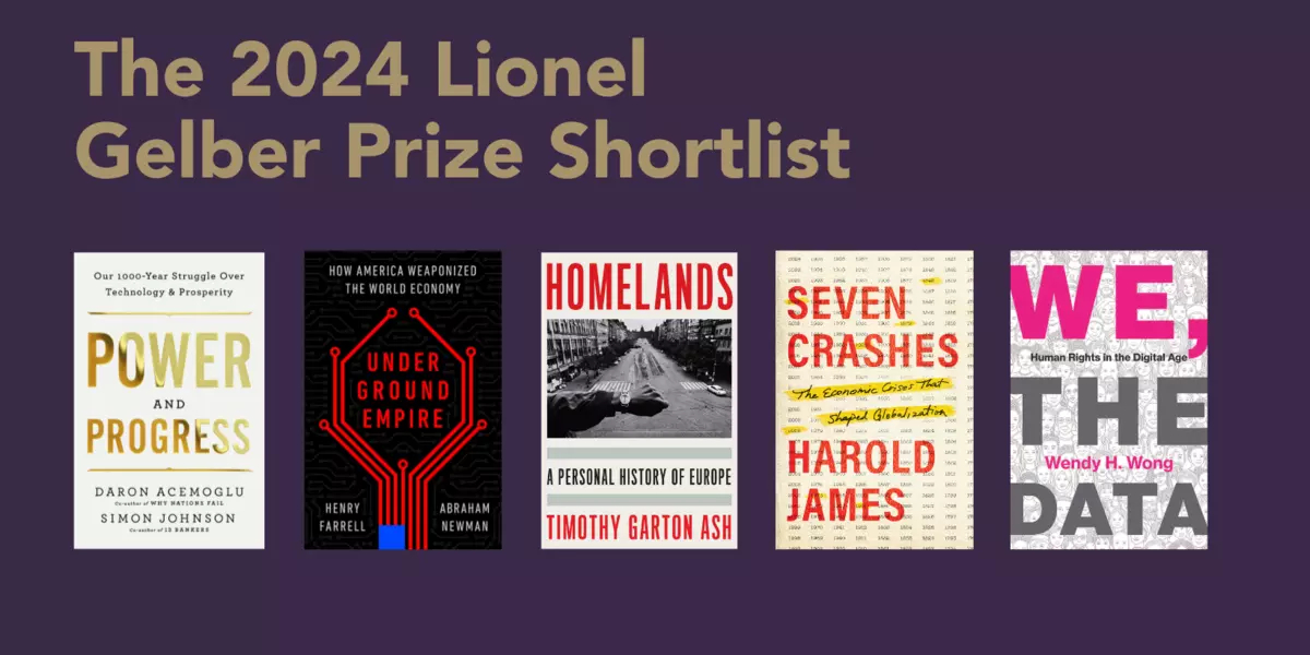 Composite image of books shortlisted for the 2024 Lionel Gelber Prize