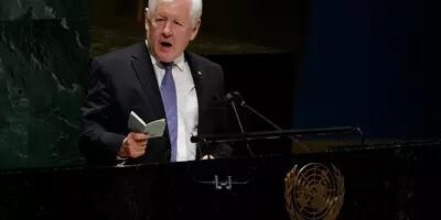 Bob Rae, the Ambassador and Permanent Representative of Canada to the United Nations speaks at the General Assembly 58th plenary meeting in New York on February 23, 2022, on the Russia-Ukraine conflict. (Photo by TIMOTHY A. CLARY / AFP) (Photo by TIMOTHY A. CLARY/AFP via Getty Images)