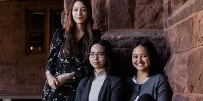(Left to right) Nadia Schwartz Rivero, Catherine Yang and Chloe Panganiban collaborated on an interdisciplinary research study on medical tourism in South Korea as part of the Insights Through Asia Challenge. Photo by Matthew Volpe.