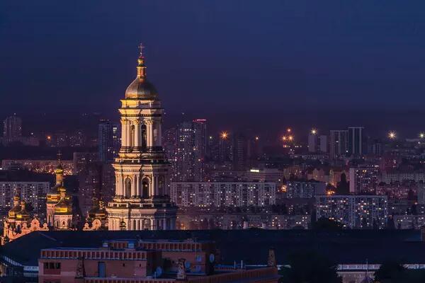 Kyiv skyline at night