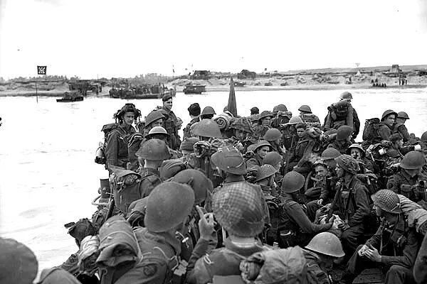Soldiers preparing to land on Juno Beach, Normandy