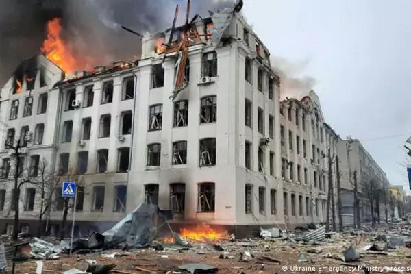 Kharkiv's police building ablaze