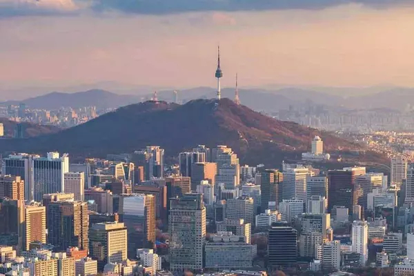 Shot of Korea from the sky