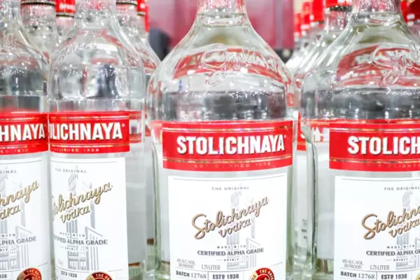 Bottles of Stolichnaya vodka, Russian product no longer sold in LCBO stores