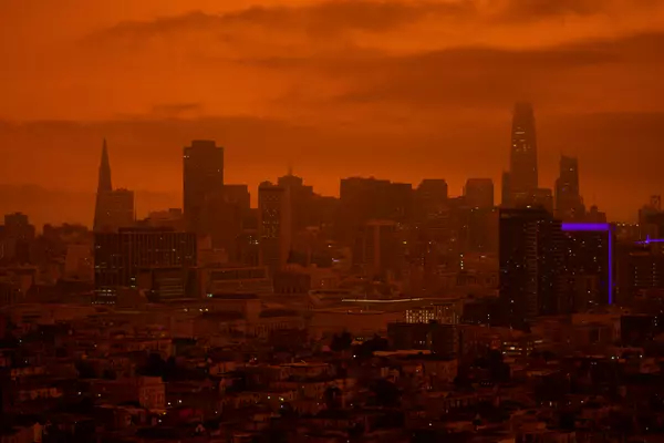 The skyline of San Francisco during forest fire season.