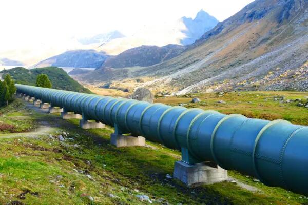 Large pipe running through a valley