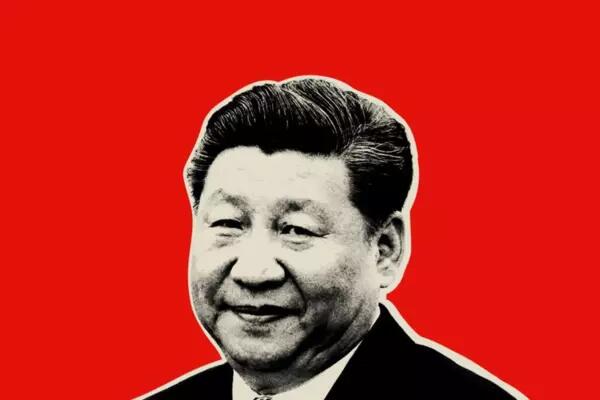 Xi Jinping on a red background