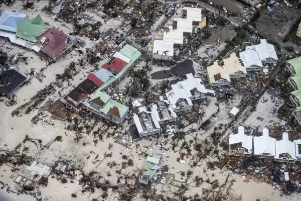 Aerial shot of homes destroyed by Hurricane Irma