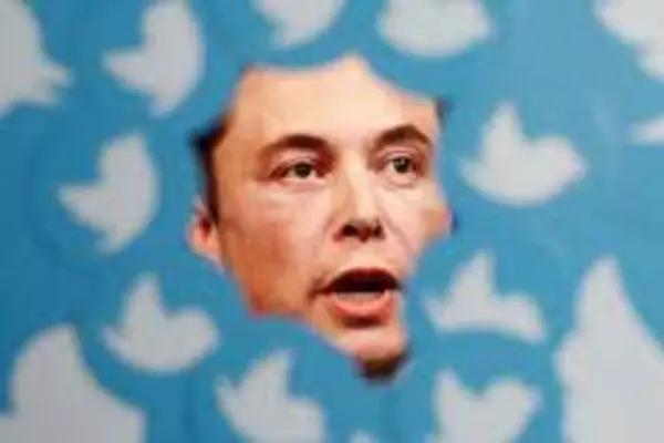 Elon Musk's face in the centre of various Twitter icons
