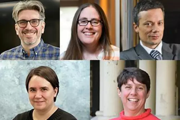 The five recipients of this year’s Dean’s Research Excellence Award: (clockwise from top left) Wil Cunningham, Megan Frederickson, Randall Hansen, Naomi Nagy and Kaley Walker.