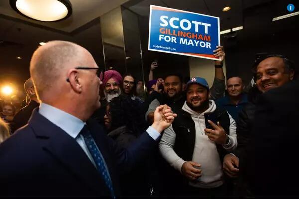 Scott Gillingham, mayor of Winnipeg, greets constituents