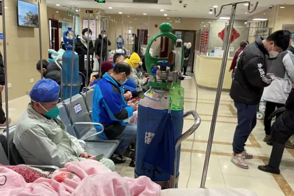 A Shanghai hospital amid the city's coronavirus outbreak on Tuesday. (Reuters)