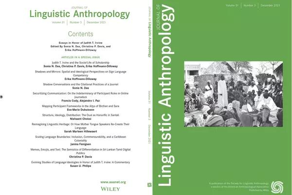 journal cover and contents: Linguistic Anthropology Volume 31 Issue 3