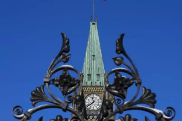 The Peace Tower is pictured on Parliament Hill in Ottawa