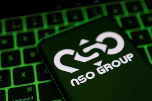 NSO Group logo is shown on a smartphone which is placed on a keyboard in this illustration taken May 4, 2022. REUTERS/Dado Ruvic/Illustration/File Photo