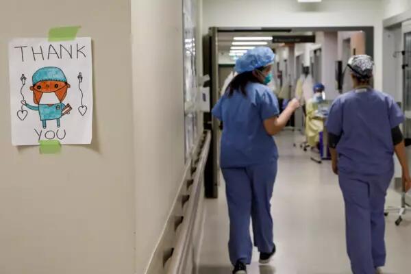Healthcare workers in a hospital