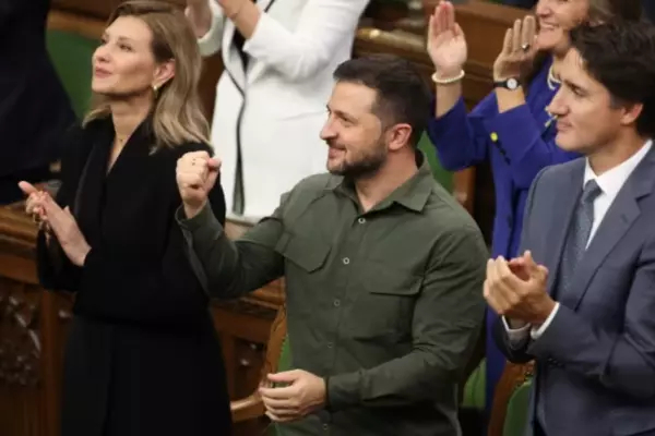Ukrainian President Volodymyr Zelenskyy and Prime Minister Justin Trudeau recognize Yaroslav Hunka (not pictured) in the House of Commons. Trudeau has apologized for honouring the man, who fought with a Nazi unit in the Second World War. 
