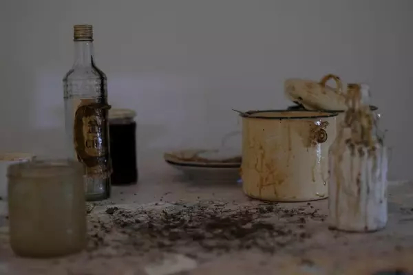 Items from a recreation of the domestic interior of a camp survivor. Photograph: Lubov Cheresh