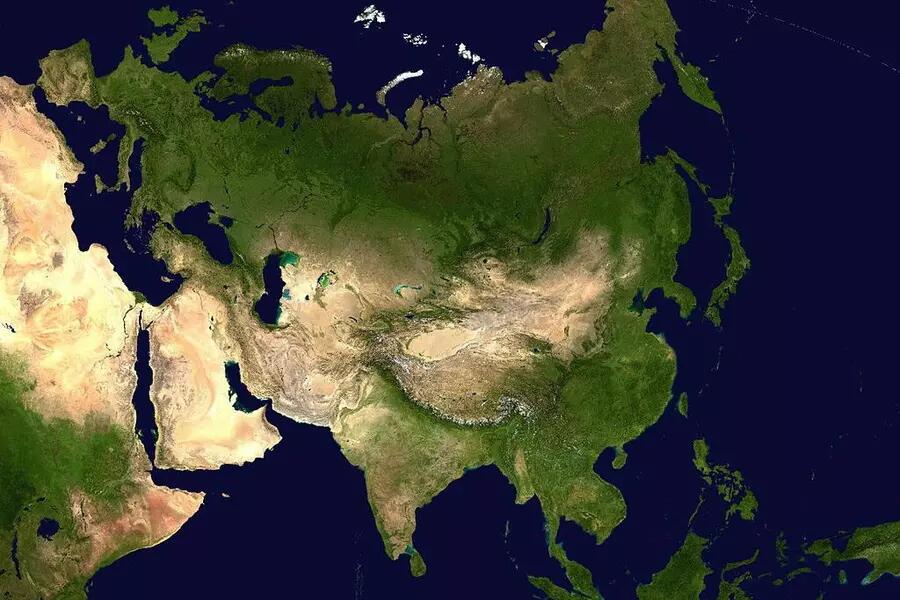 Topographical map of Eurasia