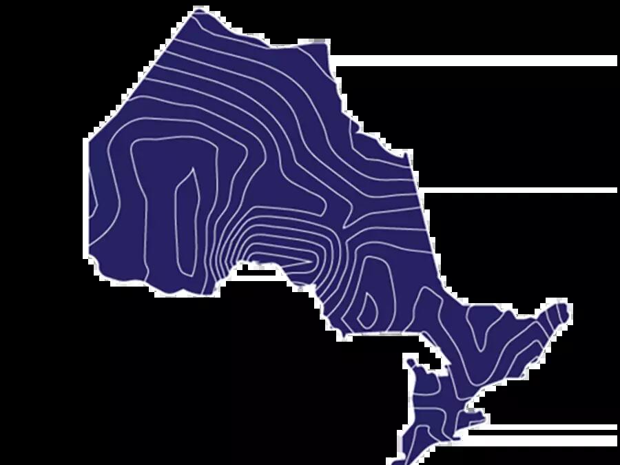 Graphic of Ontario in dark purple-indigo