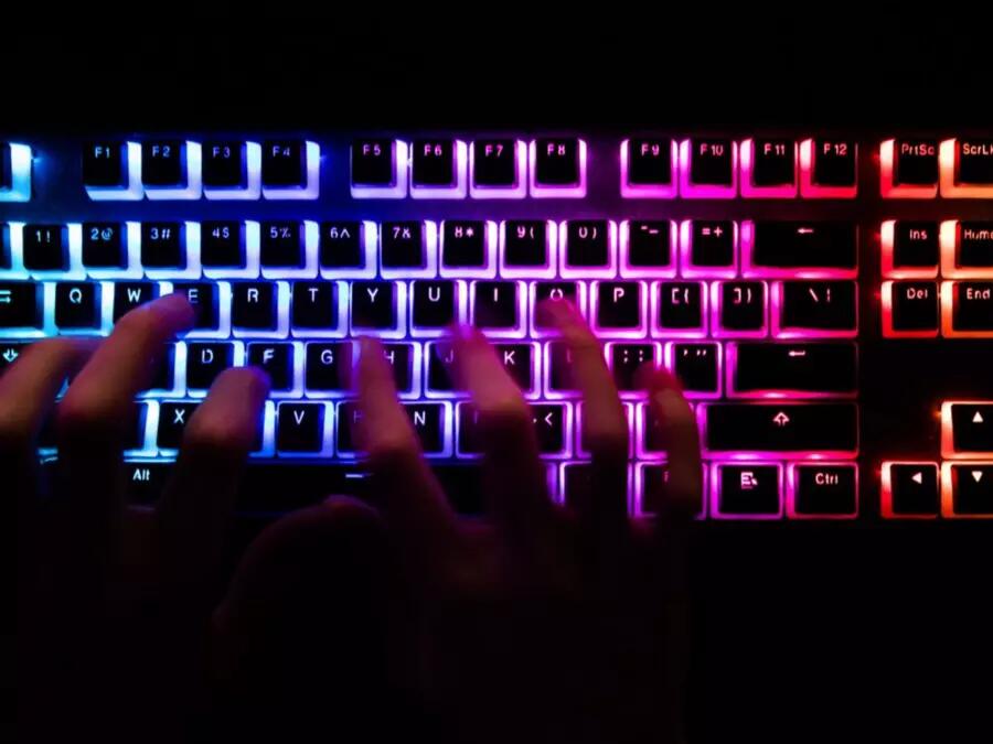 Backlit keyboard with neon colours