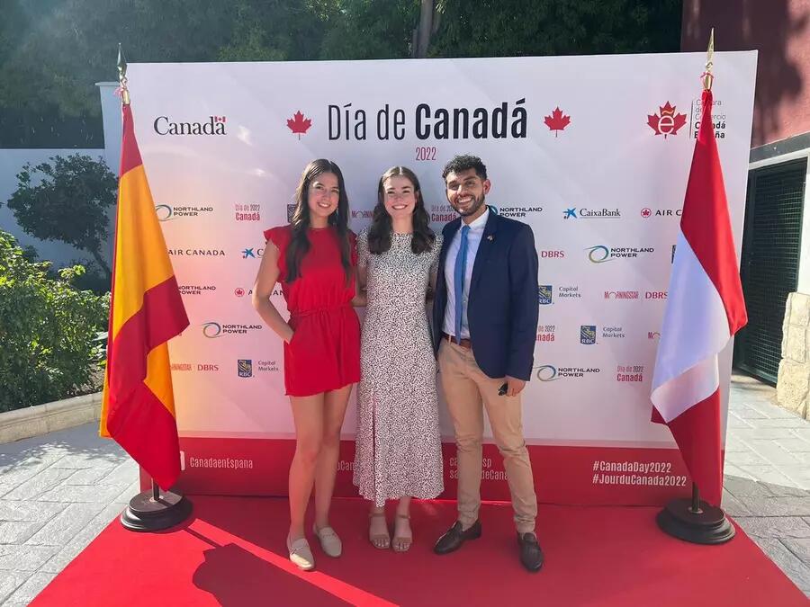 The interns during the Embassy’s Canada day event:  Karina Velazquez-Lara is on the left, Catherine Despatie is in the middle