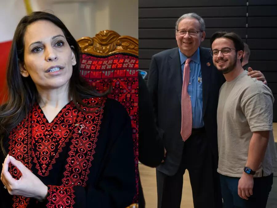 (Left to right) FILE IMAGE: Ambassador Mona Abuamara of the Palestinian General Delegation to Canada, THE CANADIAN PRESS/Justin Tang.; David L. Cohen, U.S. Ambassador to Canada poses with a Munk School student