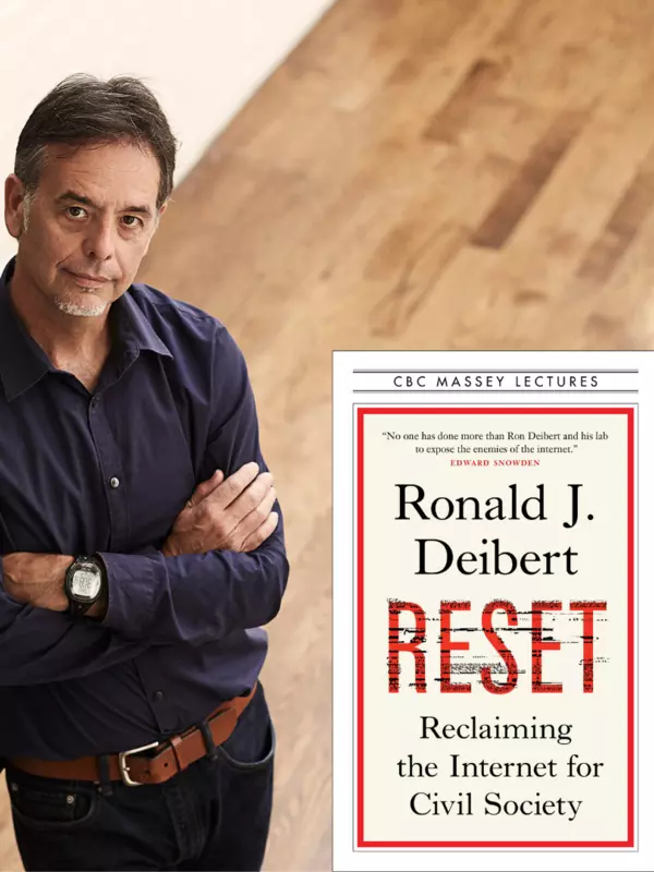 Ron Deibert headshot with Reset book cover inset