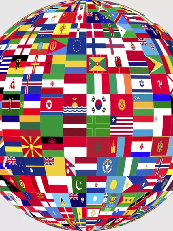 Globe with all the world's flags