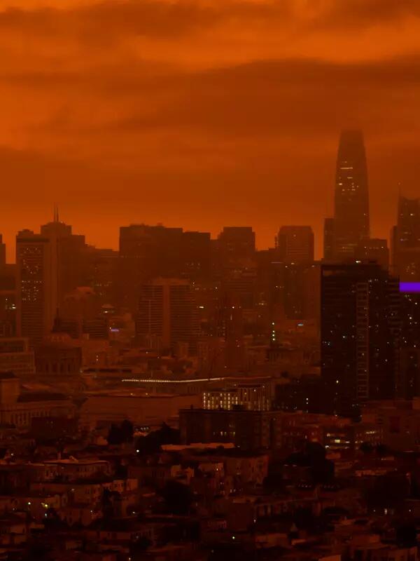 The skyline of San Francisco during forest fire season.