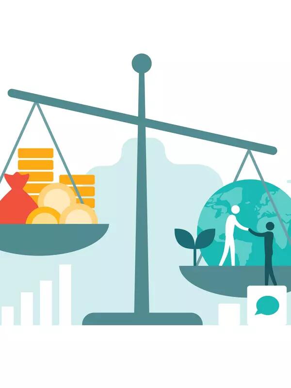 Scale balancing business profits and human rights