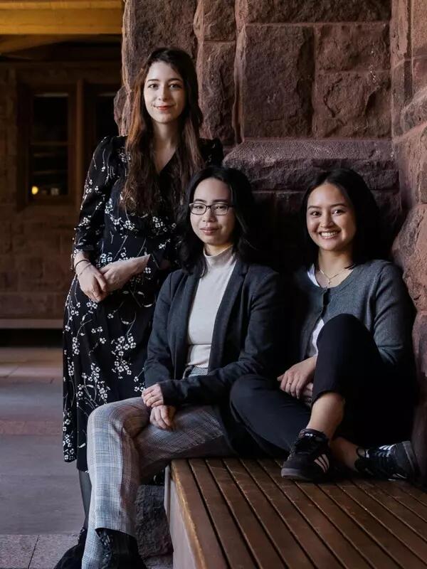 (Left to right) Nadia Schwartz Rivero, Catherine Yang and Chloe Panganiban collaborated on an interdisciplinary research study on medical tourism in South Korea as part of the Insights Through Asia Challenge. Photo by Matthew Volpe.