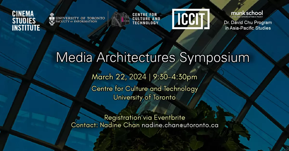 Media Architecture Symposium informational poster reiterating the details of the event as they appear in the text below.